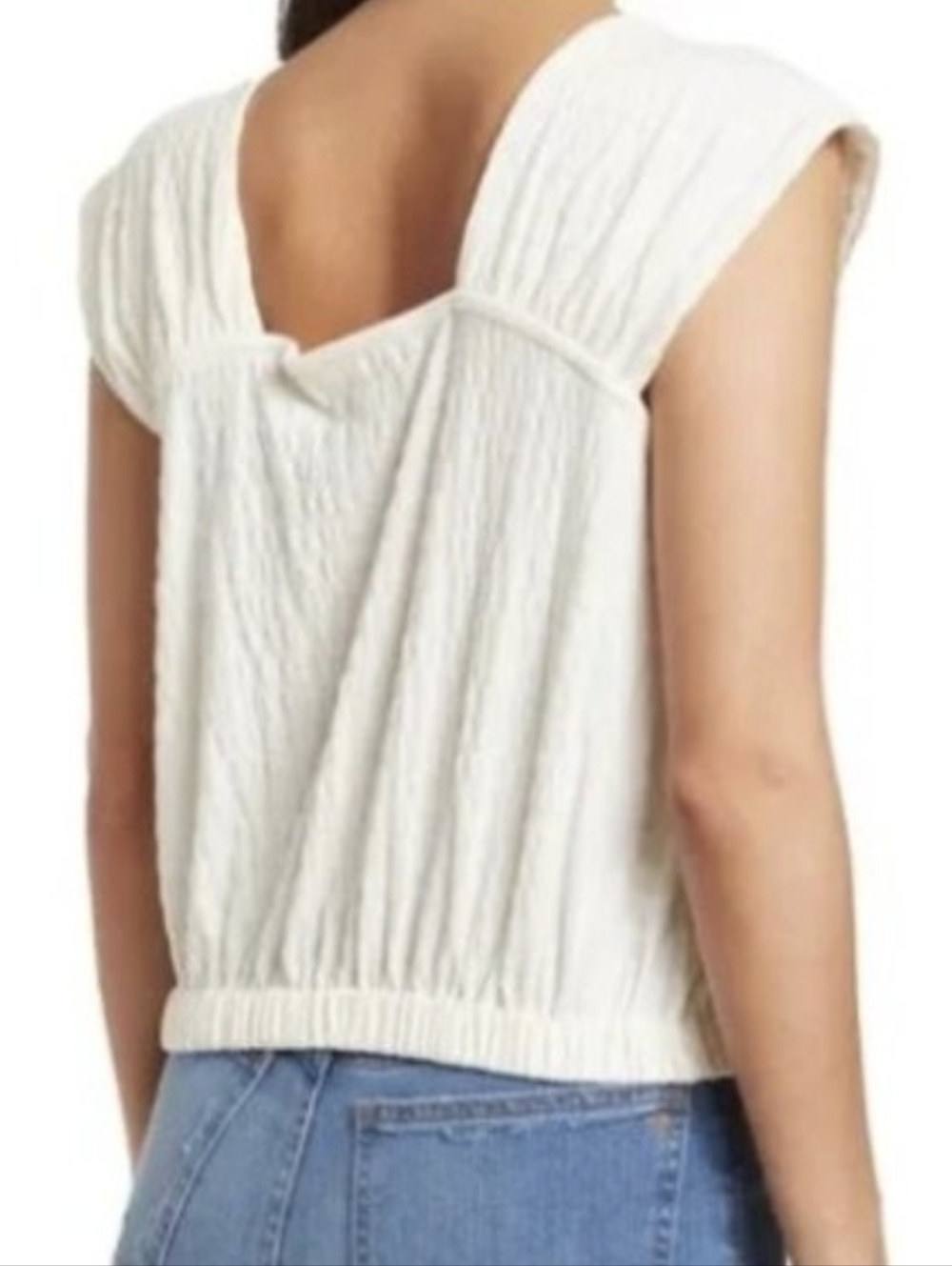 Madewell Crinkleknit Button Front Tank Top Cream Medium NWT New With Tags